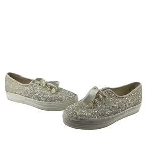 Keds x Kate Spade New York Triple Glitter Cream Sneakers WF57805 Women’s 8.5